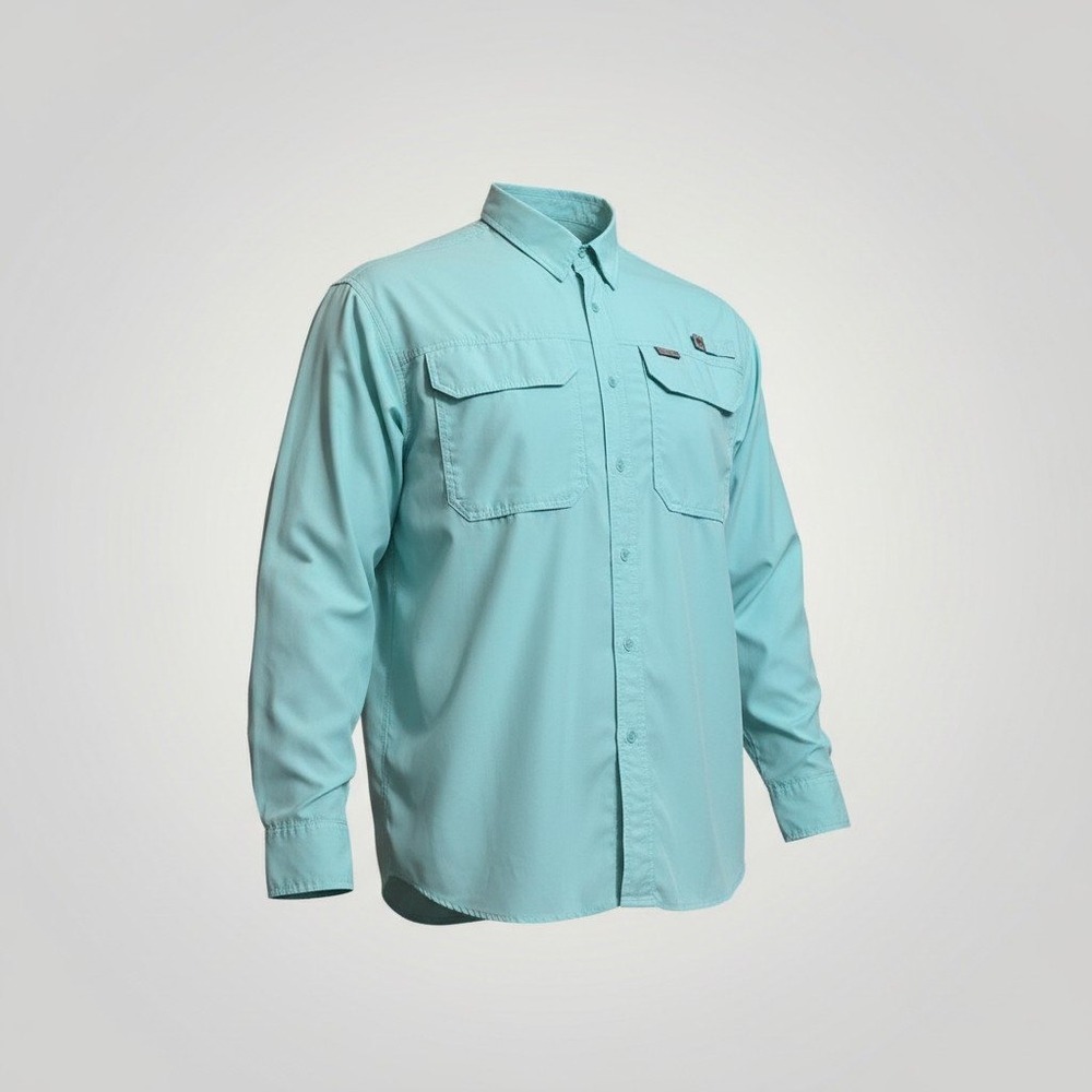 Reel Legends Fishing Shirt Mens XXL Aqua Blue Long Sleeve Vented Performance PFG